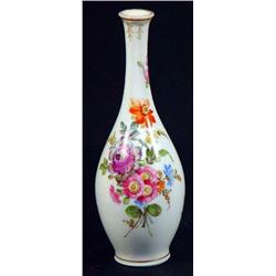 Continetal porcelain hand painted floral bottle vase, blue underglaze mark to base, 16cm high…