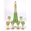 Image 1 : Hand gilded green overlay clear glass liqueur set, comprising decanter and six glasses with star …