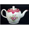 Image 1 : Late 18th century Pearlware teapot, hand enamelled with pink and red flowers, 16cm high…