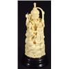 Image 1 : Carved ivory Indian Goddess figure and circular ebonised stand, 17cm high…