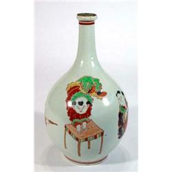 Hand painted Chinese porcelain vase, decorated with acrobats and entertainers, 36cm high…