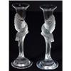 Image 1 : Pair of frosted Faberge dove design candlesticks, 23cm high, marks to base…