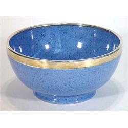 Moorcroft powder blue bowl with silver plated rim, 21cm diameter…