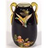 Image 1 : Twin handled Carltonware vase, hand painted and gilded with a mallard above flowers onto a black …