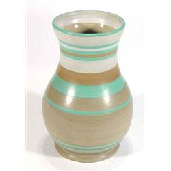 Grey and turquoise banded Grays pottery vase, marks to base, 21cms high…