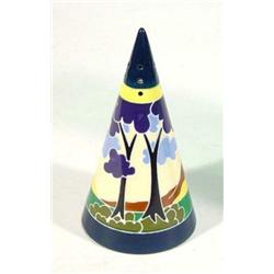 Hand painted Art Deco style Morland pottery conical sugar sifter, 13cm high…