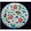 Image 1 : Longwy plate, hand decorated with pink and blue flowers onto a crackle glazed ground, 22cm diamet…