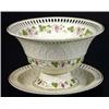 Image 1 : Pierced Wedgwood jardiniere on stand, hand painted with a band of leaves and berries, manufacture…