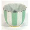 Image 1 : Royal Copenhagen green and white striped dapple glazed pot, marks to base, 8cm high…