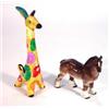 Image 1 : Hand painted multi coloured USSR giraffe and USSR shire horse, largest 25cm…