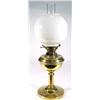 Image 1 : Brass Harrod's messengers oil lamp with opaque globular shade and flute…