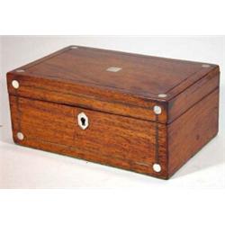 Inlaid Edwardian mahogany and rosewood sewing box with lift out tray…