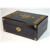 Image 1 : Ebonized wooden jewellery box with greek key design brass mounts and mteal studs, 25cm long…