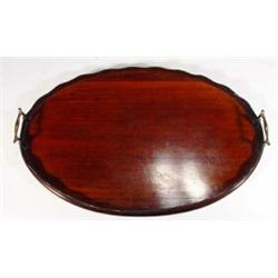 Edwardian oval mahogany brass handled tray, 40cm in length…