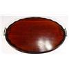 Image 1 : Edwardian oval mahogany brass handled tray, 40cm in length…