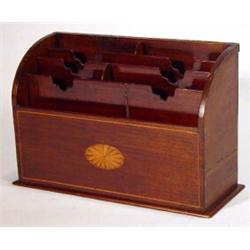 Shell inlaid Edwardian mahogany letter rack, 28cm in length…