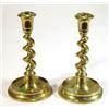 Image 1 : Pair of circular based brass barleytwist candlesticks…