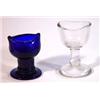 Image 1 : Hand blown Bristol Blue glass eyebath and one other, 6cm high…