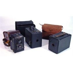 Two cased boxed Brownies and leather cased Voigtlander cameras…