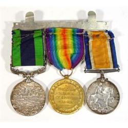 World War I military medal group, comprised War medal, Victory medal and India medal with Waziris…