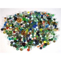 Large tray of assorted colourful glass marbles…