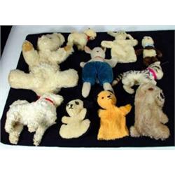 Box of assorted old child's teddy bears, dogs, glove puppets, etc…