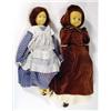 Image 1 : Two dolls with hand painted pottery heads, feet and arms, in Edwardian dress…