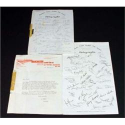 Manchester United Football Club autograph facsimile team sheet, manager Sir Matt Busby and one fo…