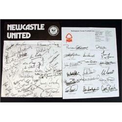 Nottingham Forest Football Club facsimile autograph team sheet and a Newcastle United Football Cl…