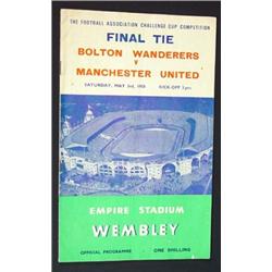 Manchester United vs Bolton Wonderers FA Cup Final football programme for 1958…