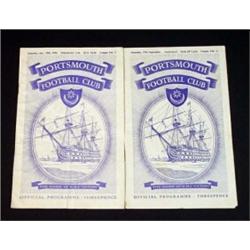 Two Portsmouth Football Club football programmes 1953 and the 1956 Man United Busby Babes team…