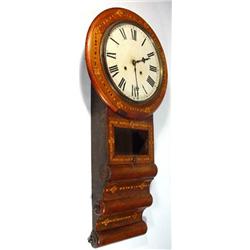 Inlaid Edwardian mahogany wall clock case and dial ( no movement ) 80cm long…