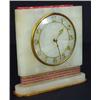 Image 1 : Onyx and red marble mantelclock with Rotherahms English movement, 20cm high…