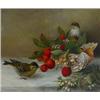 Image 1 : Gilt framed well detailed oil painting of birds, berries and shells, H.O. Connor, 25cm x 20cm…