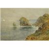 Image 1 : Gilt framed watercolour of a rocky Cornish coastline, J. Squire, 1876. 63cm x 40cm…