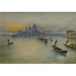 Framed watercolour 'Grand Canal, Venice', W. Earp, 26cm x 19cm…