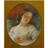 Image 1 : Framed pencil and pastel portrait of a young maiden asleep, 30cm x 26cm…