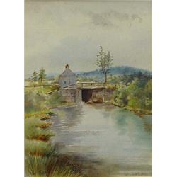 Gilt framed watercolour 'Canal - Lake Hopateong', Emma H. Van Pett, 36cm x 26cm…