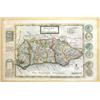 Image 1 : Early framed coloured map of Sussex by Herman Moll, Geographer, 34cm x 24cm…