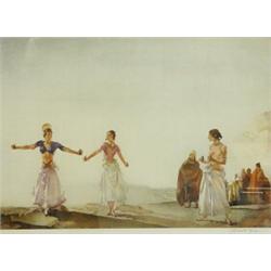 Framed Sir William Russell Flint signed print 'Castanets', 52cm x 38cm…