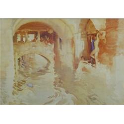 Framed Sir William Russell Flint print of nude ladies bathing, 38cm x 29cm…