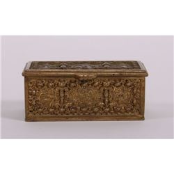 Brass box made in Germany, c. 1880, the cast and chased