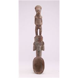 Exquisite African wooden ceremonial spoon, 19th
