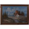 Image 2 : Unknown artist, oilk on canvas of a farm scene.  (Size: