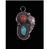 Image 1 : Native American sterling silver turquoise and red coral