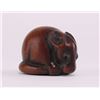 Image 1 : 19th Century Japanese wood carving of a rat with black