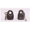 Image 1 : Two (2) Antique black iron master lock with key. (Size:
