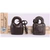 Image 2 : Two (2) Antique black iron master lock with key. (Size: