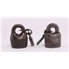 Image 3 : Two (2) Antique black iron master lock with key. (Size: