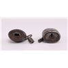 Image 4 : Two (2) Antique black iron master lock with key. (Size: